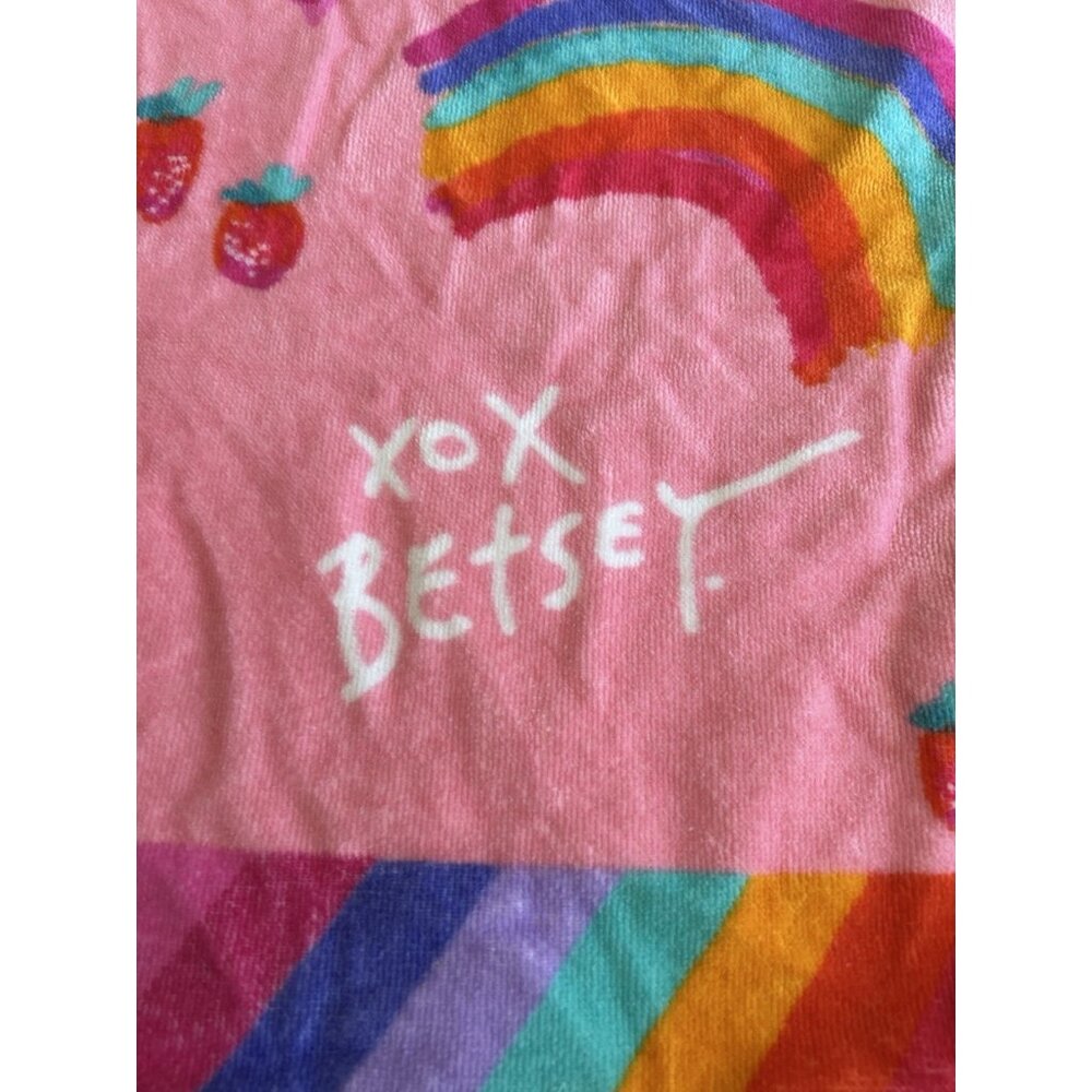 Betsey Johnson Kids Beach Towel Summer Rainbow Hearts 28x58 Pink 100% Cotton - Picture 3 of 9
